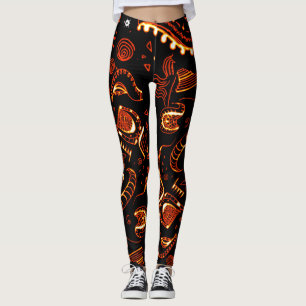Groovy Orange Black  Leggings