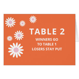 Groovy Orange Bunco Table Card For Table 2