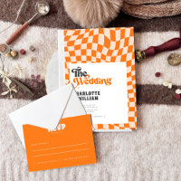 Groovy Orange Chequered Modern Retro Wedding
