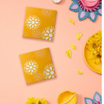 Groovy Orange Daisy Flower Retro Floral Pattern Tile<br><div class="desc">Introducing our 'Groovy Orange Daisy Flower Retro Floral Pattern, ' a classic throwback to the retro vibes of the 1960s and 1970s. The mustard yellow backdrop sets a warm, inviting tone, while the simple daisy motif adds a touch of vintage floral charm. This pattern is ideal for anyone looking to...</div>