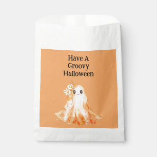 Groovy Orange Ghost Flowers Halloween Favour Bags