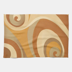 Groovy Orange Gold Brown Mid Century Modern Tea Towel