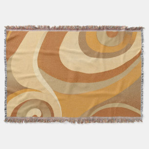 Groovy Orange Gold Brown Mid Century Modern Throw Blanket