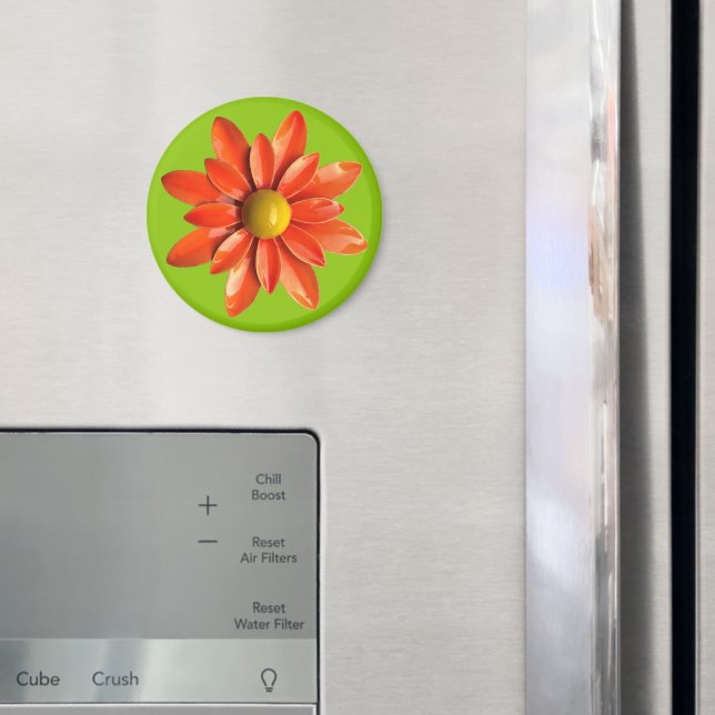 Groovy Orange Hippie Daisy Flower Power Floral Magnet (In Situ (Fridge))