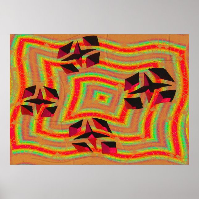 groovy orange star abstract poster (Front)