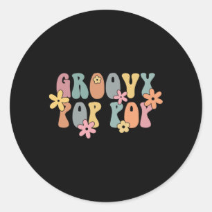 Groovy P P New Grandpa Pregnancy Announcement  Classic Round Sticker