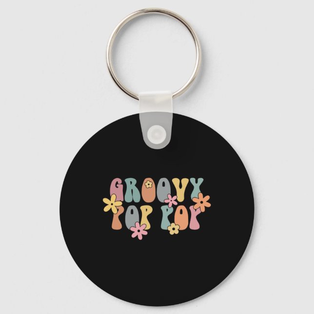 Groovy P P New Grandpa Pregnancy Announcement  Key Ring (Front)