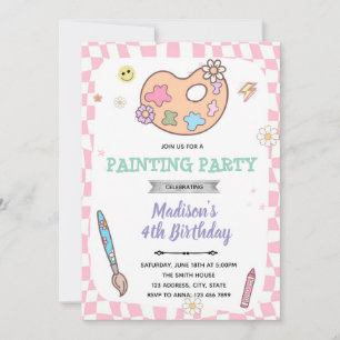 Groovy painting party invitation