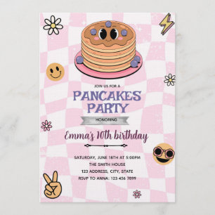 Groovy pancake party invitation