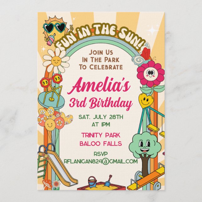 Groovy Park Retro Playground Birthday Invitation (Front)