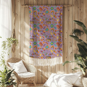 Groovy Pastel Blanket 70s Colourful Cosy Accent