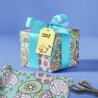 Groovy Pastel Easter Wrapping Paper Hippie Vibe