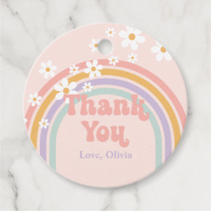 Groovy Pastel rainbow Thank You Favour Tags