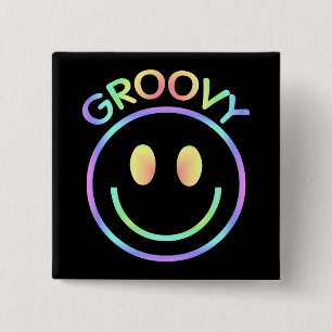 Groovy Pastel Retro Button Pin