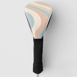 Groovy pastel retro style waves design golf head cover