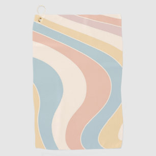 Groovy pastel retro style waves design golf towel