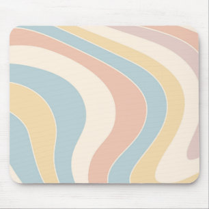 Groovy pastel retro style waves design mouse mat