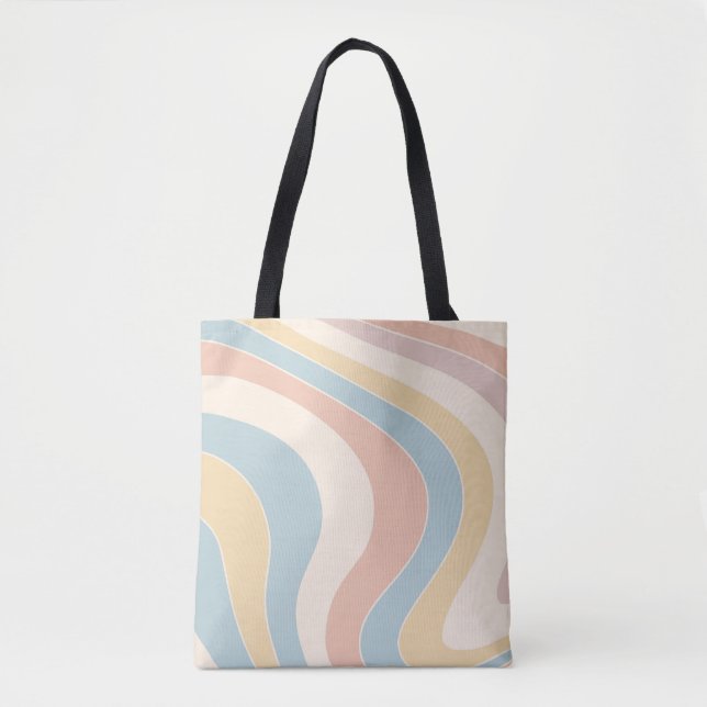 Groovy pastel retro style waves design tote bag (Front)
