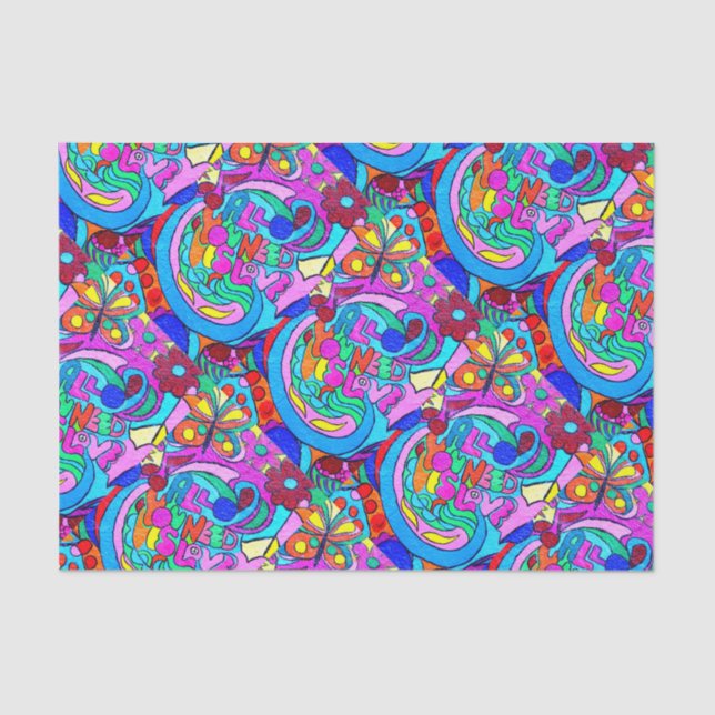 groovy peace and love tissue paper (Front)