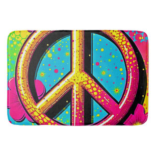 Groovy Peace Flower Power Bath Mat