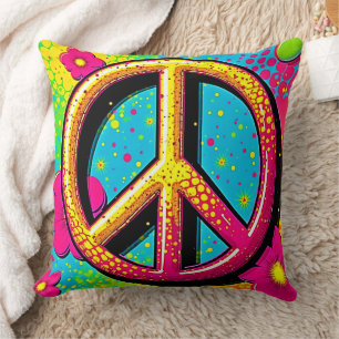 Groovy Peace Flower Power Cushion