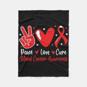 Groovy Peace Love Cure Blood Cancer Awareness Supp Fleece Blanket