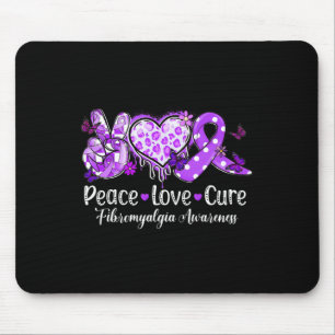 Groovy Peace Love Cure Purple Ribbon Fibromyalgia Mouse Mat