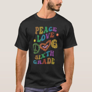 Groovy PEACE LOVE SIXTH GRADE Leopard Print 6th Gr T-Shirt