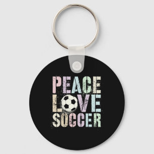 Groovy Peace Love Soccer Game Day Women Goal Kids Key Ring