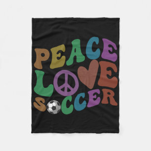 Groovy Peace Love Soccer Girl Kicking Ll Game Hair Fleece Blanket