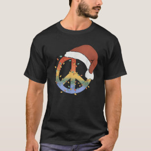 Groovy PEACE LOVE XMAS Hippie Santa Claus Funny Ch T-Shirt