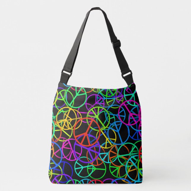 Groovy Peace Rainbow Crossbody Bag (Front)