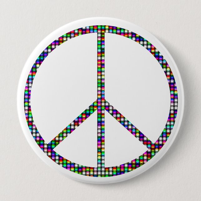 Groovy Peace Sign Button Pin (Front)