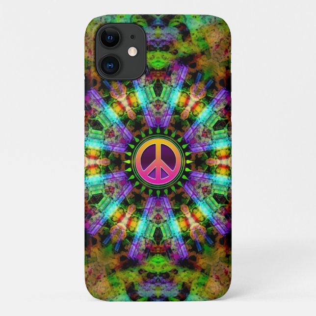Groovy Peace Sign Rainbow Joy Case-Mate iPhone Case (Back)