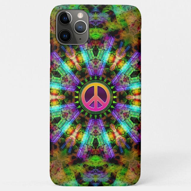 Groovy Peace Sign Rainbow Joy Case-Mate iPhone Case (Back)