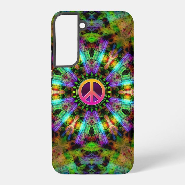 Groovy Peace Sign Rainbow Joy & Happiness Samsung Galaxy S22+ Case (Back)