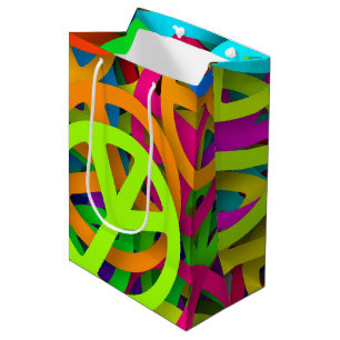 Groovy Peace Signs Rainbow Pattern Medium Gift Bag