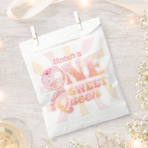 Groovy Peach Pink disco Dancing Queen 1st Birthday Favour Bags