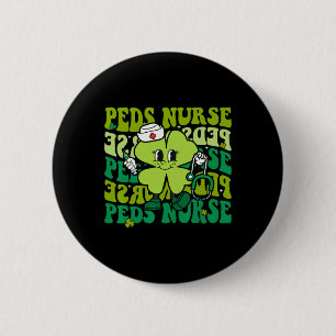 Groovy Peds Nurse Funny St Patricks Day Paediatric 6 Cm Round Badge