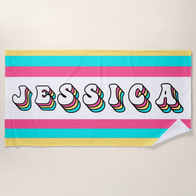 Groovy Personalised Beach Towel (Front)