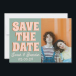 Groovy Photo Blue Pink Red Funky  Save The Date<br><div class="desc">Groovy Bold Blue Pink Red Funky Save the Date</div>