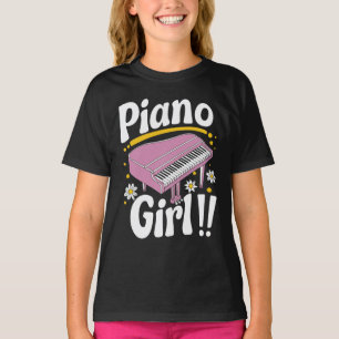 Groovy Piano Girl - Retro Pink Grand Piano T-Shirt