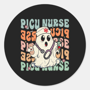 Groovy PICU Nurse Halloween Costume Peds Nurse  Classic Round Sticker
