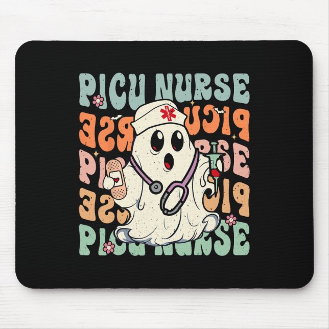 Groovy PICU Nurse Halloween Costume Peds Nurse  Mouse Mat (Front)