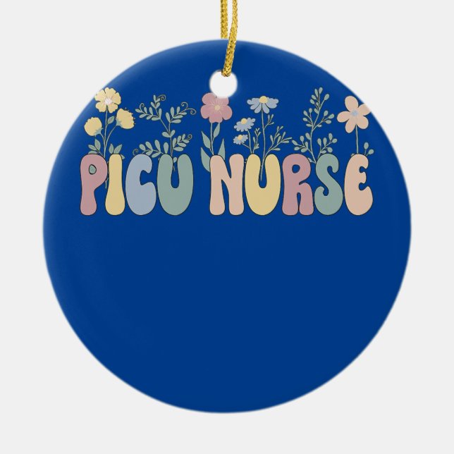 Groovy PICU Nurse Paediatrics Intensive Care Unit  Ceramic Tree Decoration (Front)