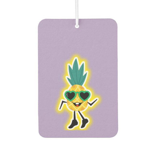 Groovy Pineapple Vibes – Cool Fruit Cartoon  Car Air Freshener (Front)