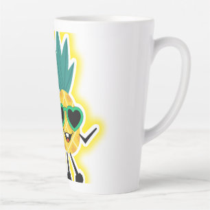 Groovy Pineapple Vibes – Cool Fruit Cartoon  Latte Mug
