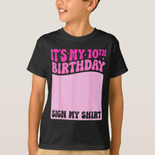 Groovy Pink 10th Birthday Girl Party Sign Shirt