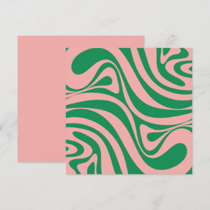 Groovy Pink and Green Retro Swirls Card