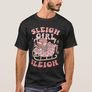 Groovy Pink Christmas Sleigh Girl Sleigh Gingerbre T-Shirt